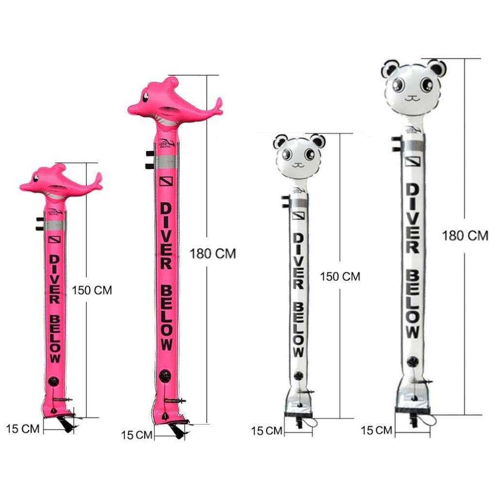 UJEAVETTE Scuba Diving Buoy Marker Safety Gear with D Ring ROSEO Dolphin 6FT 6