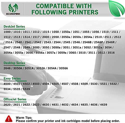 Economink Remanufactured Ink Cartridge Replacement for HP 61 Black HP61 for Envy 5530 4500 4502 5535 OfficeJet 4630 4635 4632 DeskJet 2540 1010 3050a 2542 2549 3510 2541 2548 1055 1512, 2-Pack 4