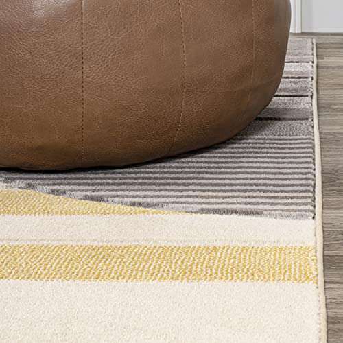 JONATHAN Y Striped Circles Gray/Yellow/Cream Runner Rug 2X8 ft, Nicky Geometric for Living Room, Bedroom, Kitchen, Office, Easy-Cleaning, High Traffic, Pet-Friendly, Non-Shedding UNQ100A-28 4