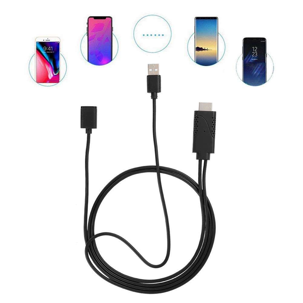 ASHATA Smartphone HDMI Cable Adapter 2 in 1 USB Female to HDMI Male HDTV Adapter Cable Cord with 1080P Resolution for Android 2