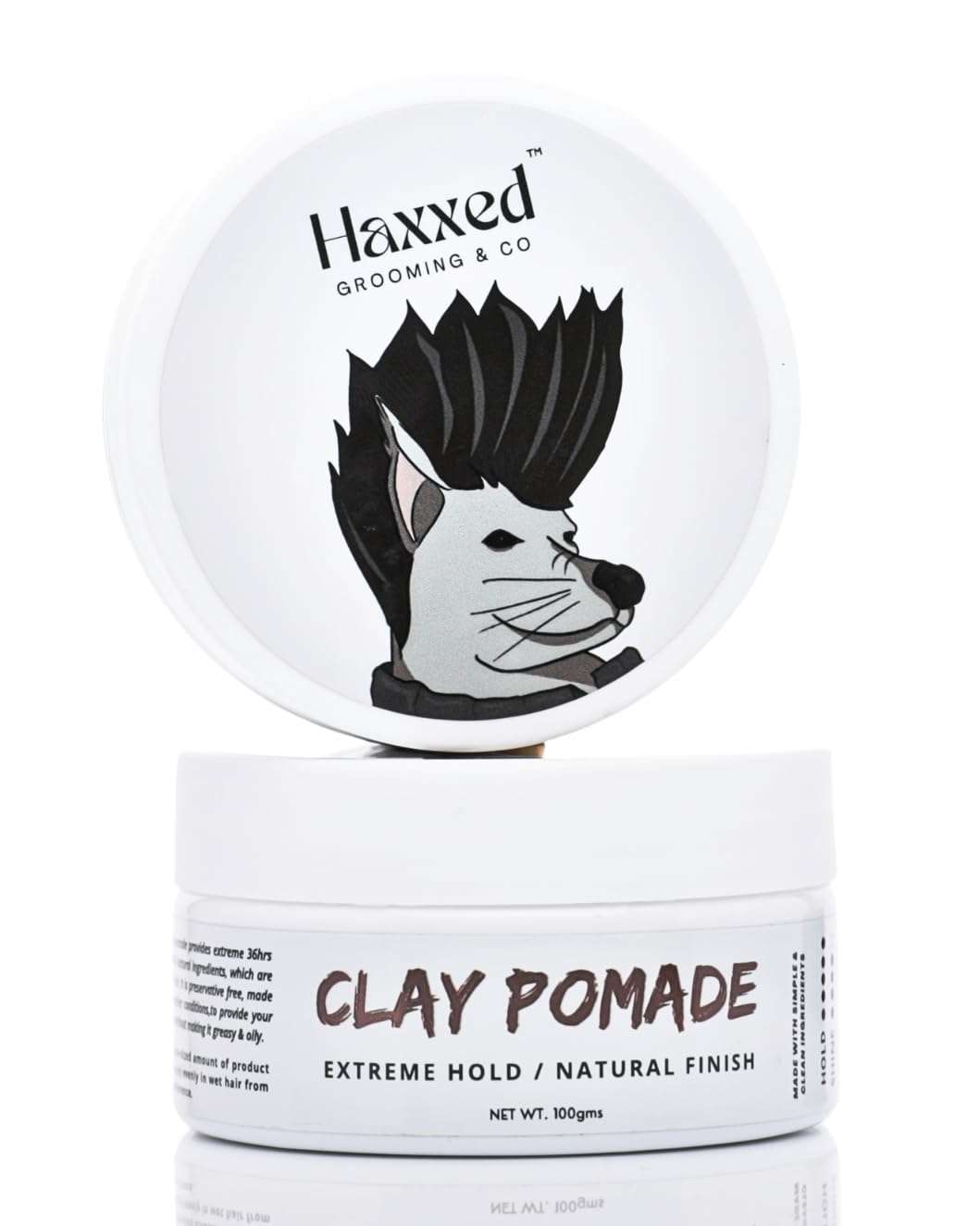 Haxxed Extreme hold Clay Pomade | Made with all natural ingredients | Oil based clay | 36hrs hold | Preservative free | All day long hold (100gms)… 1
