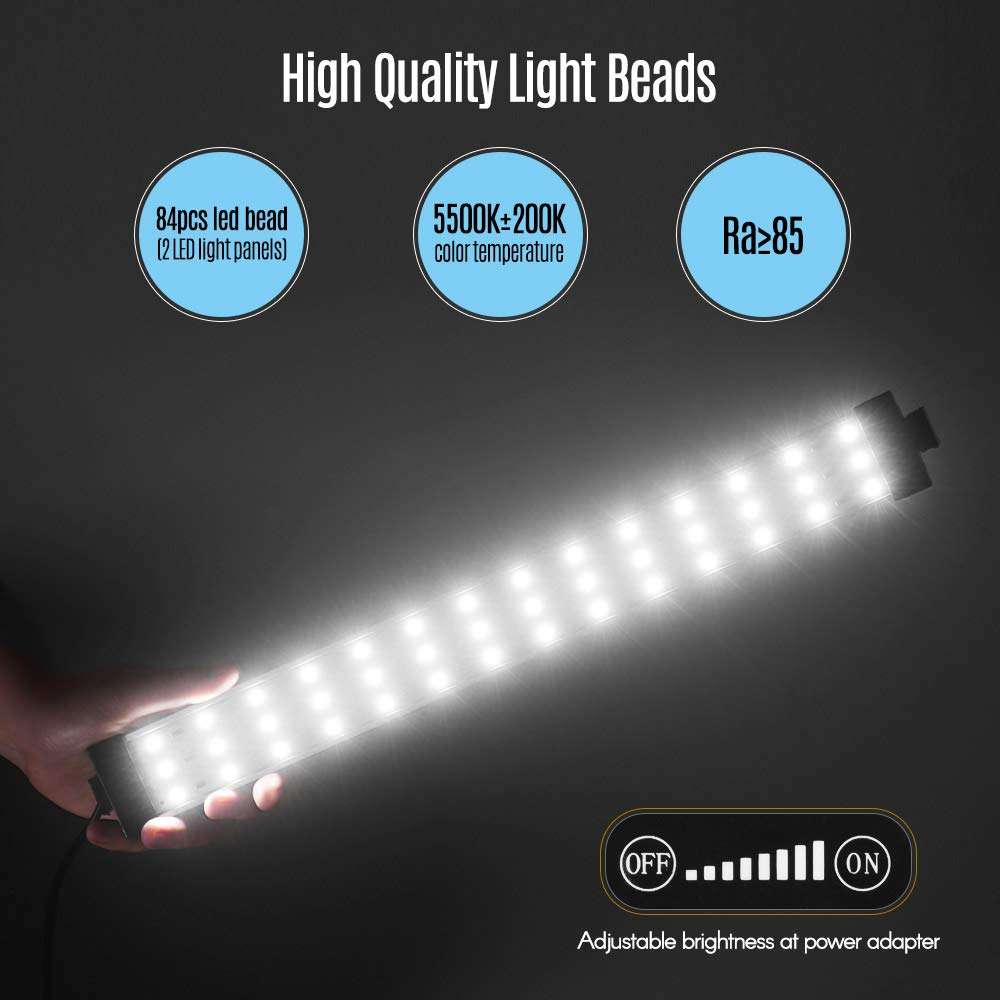 Andoer Photo Studio Light Box 16 inch Adjustable Brightness 5500K 84pcs LED Lights Photography Shooting Tent Kit with 5 Color Backdrops Professional Table Top for Small Size Itens 6