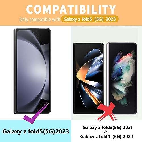 MONASAY Wallet Case Compatible for Galaxy Z Fold 5 5G with S Pen Holder, Flip Folio Leather Cell Phone Cover with RFID Blocking Credit Card Holder, Green 2