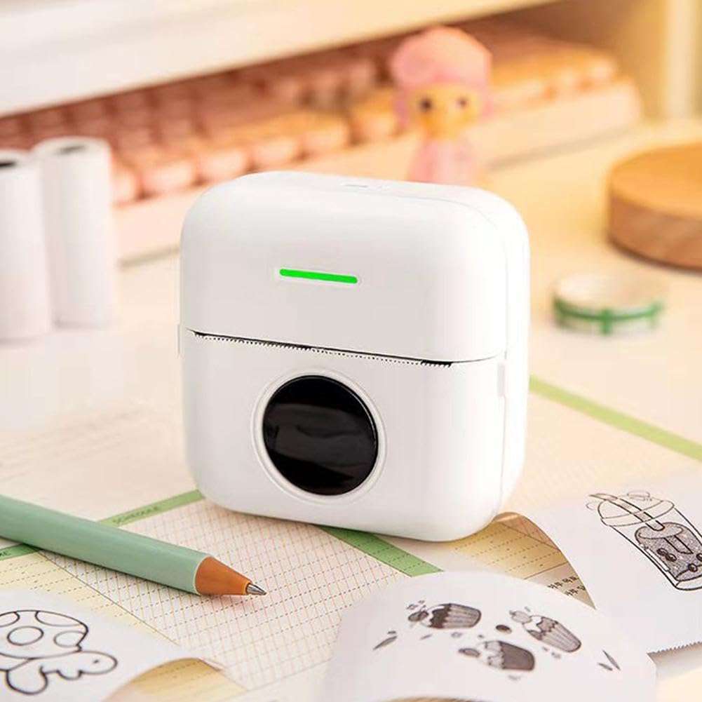 Inkless Printer, Mini Sticker Printer Pocket Inkless Thermal Printer with 10 Rolls Thermal Paper and Sticker for iOS&Android, Bluetooth Smart Portable Receipt Printer for Photo Journal Notes Memo 3