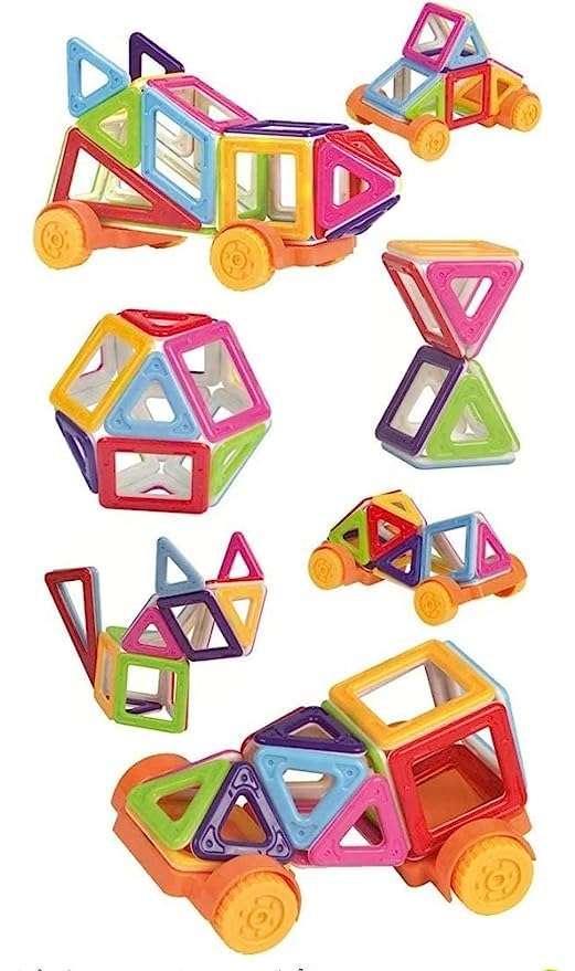 GoldiMec 86 Pcs Mag-Magic DIY Magnetic Designer Construction Set Model and Building Toy Plastic Magnetic Blocks Educational Toys for Kids 3