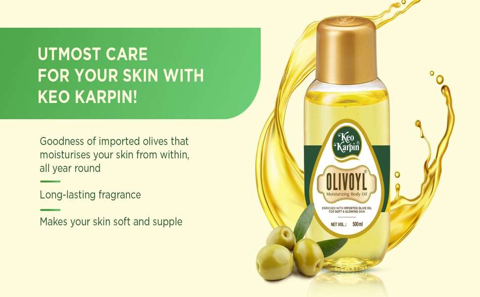 Keo Karpin Olivoyl | Non-Sticky Olive Oil, Provides All Day Long Moisturisation, Gives Soft, Supple And Shiny Skin | 500 ml | 5