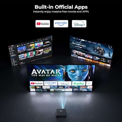 CiBest Mini Projector with WiFi and Bluetooth, Compatible with Netflix/YouTube/PrimeVideo, Electric Focus & Keystone, Short Throw Full HD 1080P Supported, Portable Outdoor/Indoor Use 2