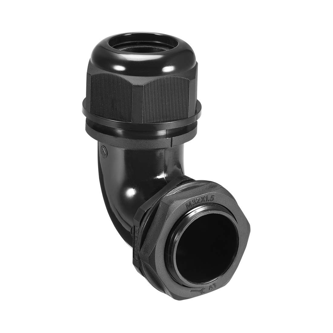 uxcell M32 Cable Gland, 90 Degree Waterproof IP68 Nylon Joint Adjustable Locknut for 15mm-22mm Dia Cable Wire