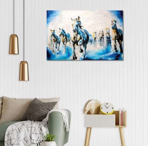 Tamatina Modern Art Canvas Painting | Seven Horses | Vastu | contemporary | Abstract Art Unframed painting for Home décor|size - 13X9 Inches.s338 4