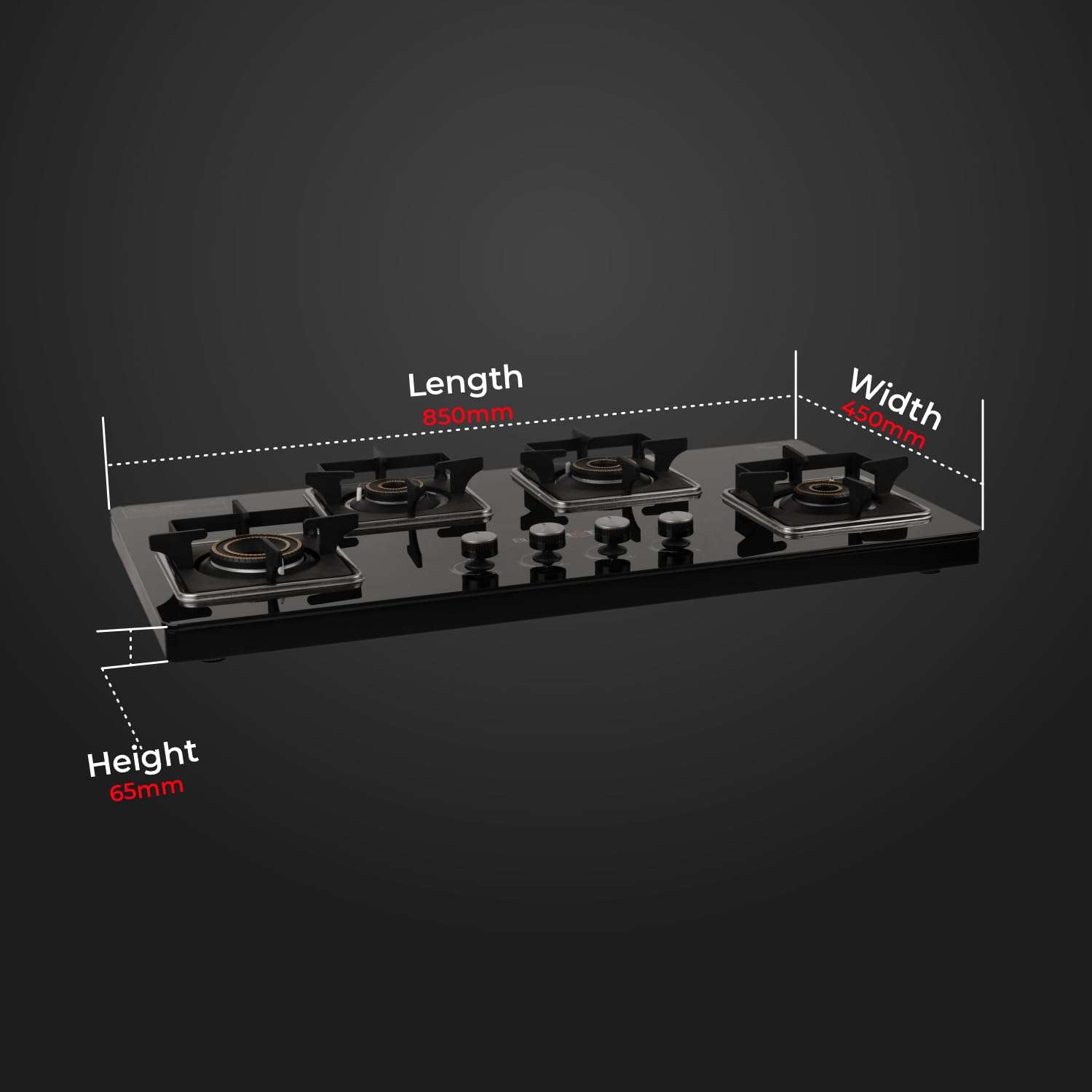 BLOWHOT Auto-Ignition Premium Hybrid Design Quartz 4 Burner Gas Stove, Hybrid Hob, Toughened Glass Top, SABAF Gas Valve, 2 Years Warranty on Burner, 5 Years Warranty By Blowhot on Glass & Gas Valve 6