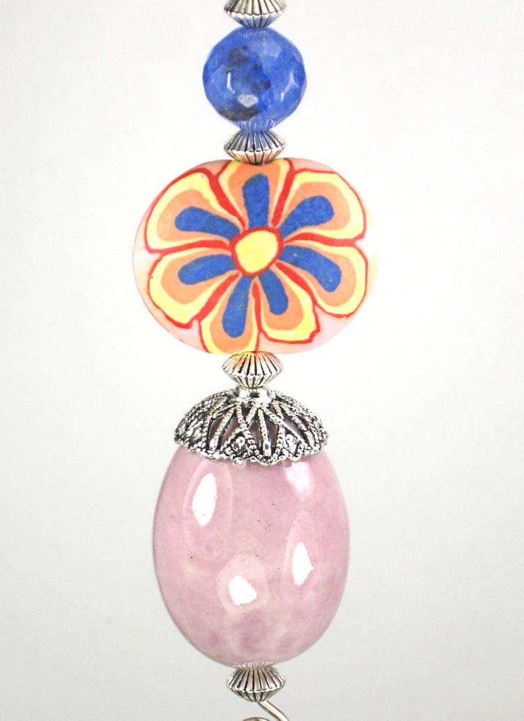 Opaque Lilac Oval with Big 70s Flower Power Ceiling Fan Pull 1