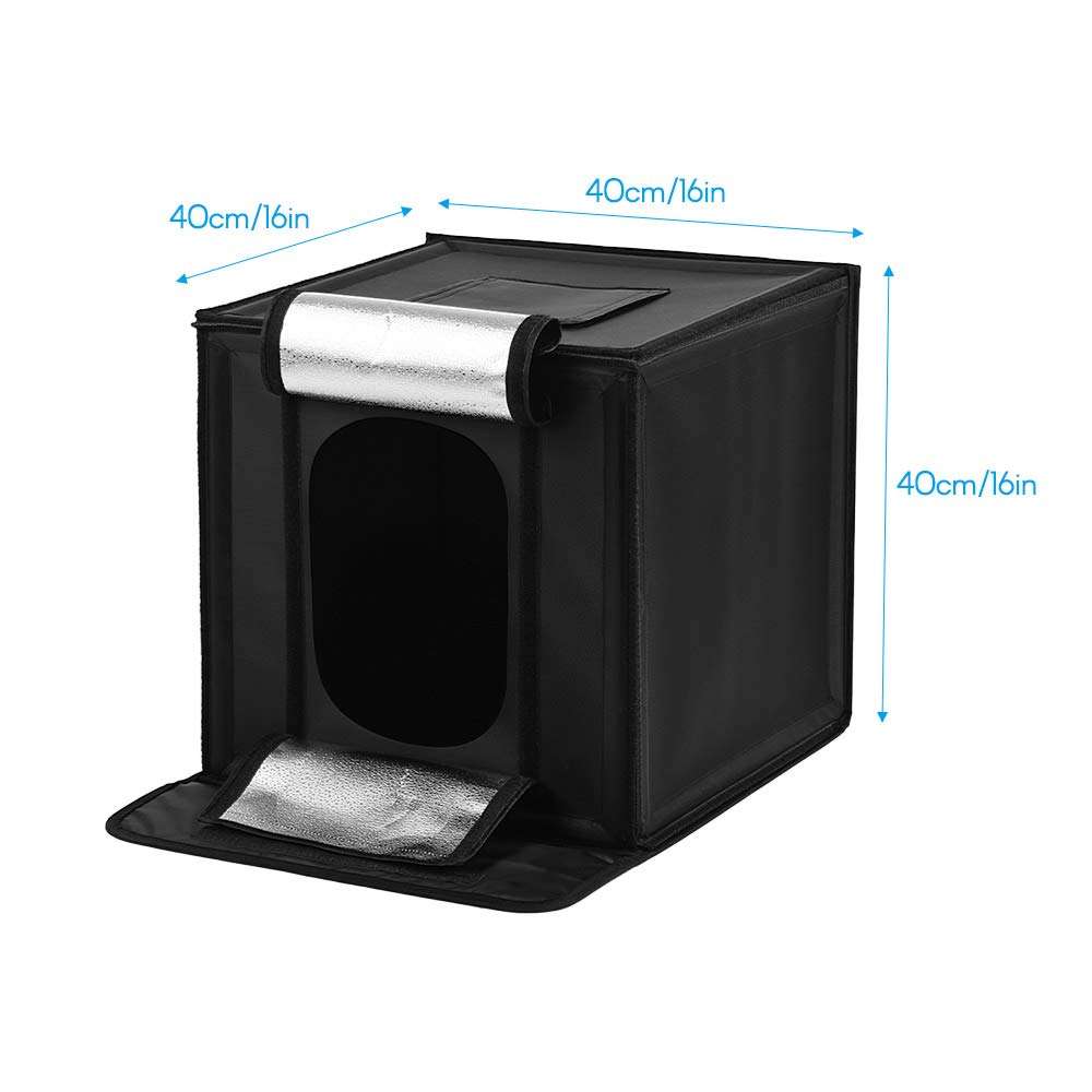 Andoer Photo Studio Light Box 16 inch Adjustable Brightness 5500K 84pcs LED Lights Photography Shooting Tent Kit with 5 Color Backdrops Professional Table Top for Small Size Itens 4