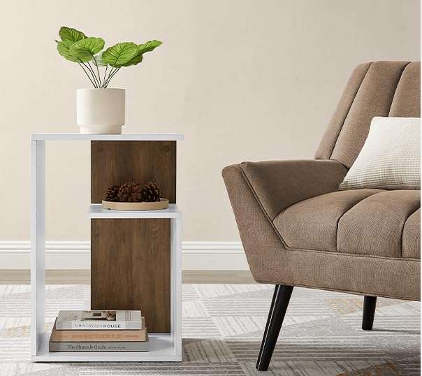 Wooden Side Table - Night Stand & End Table Organiser - Space Saver Storage Organizer - Bedside Furniture for Bedroom,Living Room,Hallway, 60x21x40 cm 5