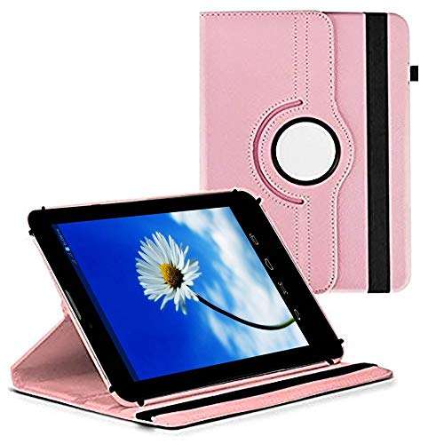 TGK Rotating Cover for Datawind Ubislate 7sc Star 4 GB 7 inch Tablet (Light Pink) 360 Degree Universal 3 Camera Hole Leather Stand Case