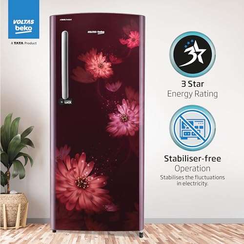 Voltas Beko ‘A Tata Product’ 210 L 3 star Made-in-India Direct cool Refrigerator (RDC245C / W0DWE0M000UGD, Dahlia Wine) 2
