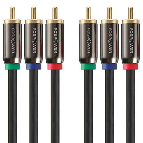 FosPower [3 FT] 3RCA Male to 3RCA Male RGB Plugs, YPbPr Component Video Connectors Cable for DVD Players, VCR, Camcorder, Projector, Game Console and More - (Red, Green, Blue) 1