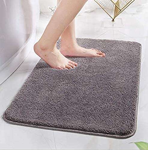 VMPS Bathroom Rug Bath Rug Bath Mat Non Slip Area Rug 40" x 60" Extra Soft Thick Absorbent Shaggy Kitchen Rug Indoor Mat Washable Microfiber Bath Mat for Bathroom Living Room Fast Dry - Grey Pack of 1 1