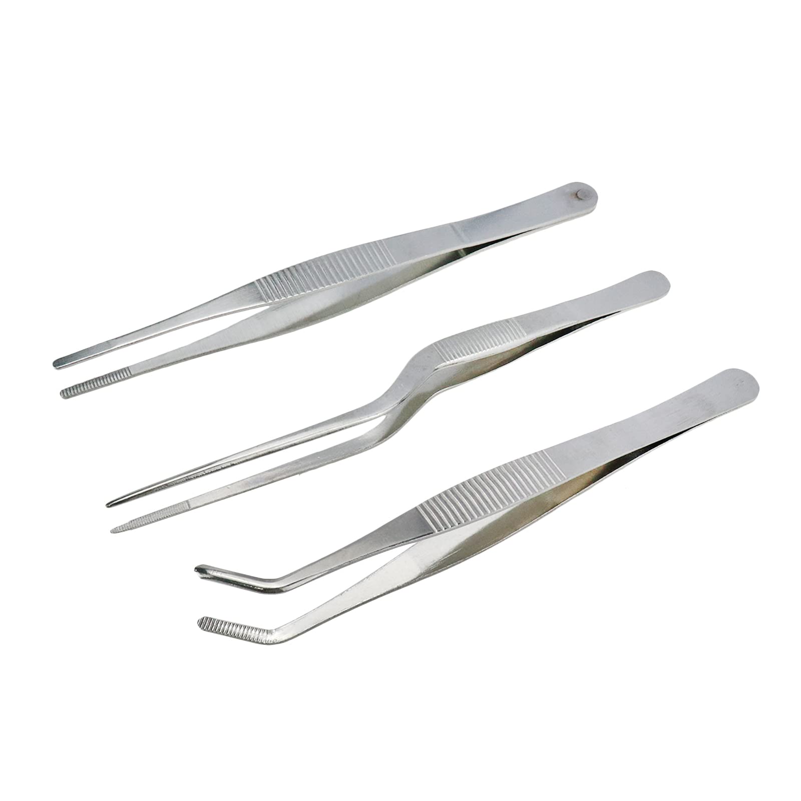 Bitray 3PCS Cooking Tweezers Straight and Curved Tip Tweezers for Cooking Food Design Styling 1