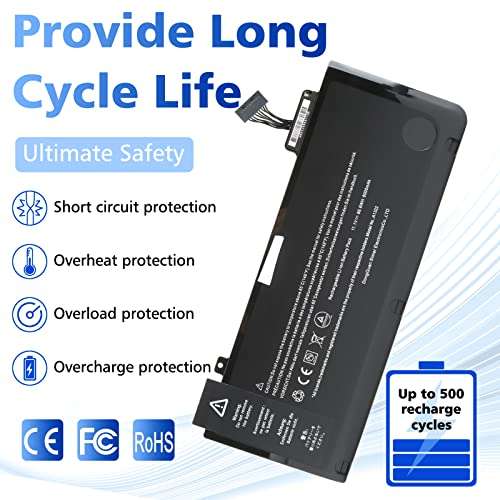 ELECBRAiN New Laptop Replacement Battery for A1278 A1322 [MacBook Pro 13 inch] - (Mid 2009, Mid 2010, Early 2011, Late 2011, Mid 2012), fit MB990LL/A MC724LL/A - [Li-Polymer 6-Cell 66.6Wh 11.1V] 4