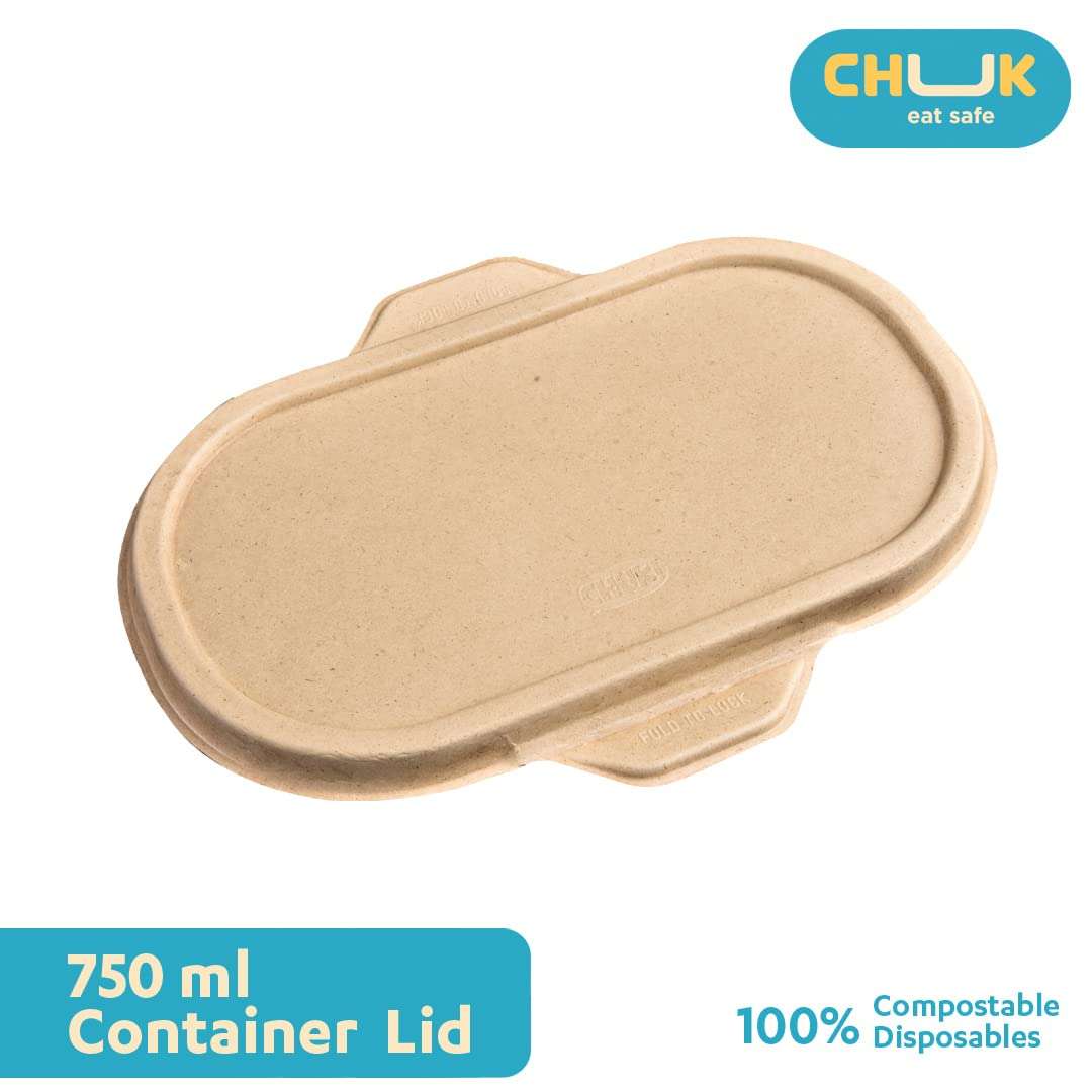 Chuk 750 ml Eco-Friendly Disposable Lid for Container, for Food & Gravy, Pack of 125 Lids Only, Off White (Lid - 750 ml, B) 3