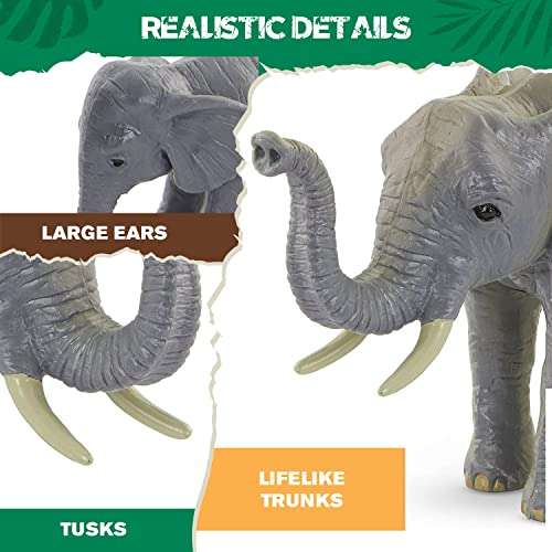 Terra by Battat – 4 Pieces African Elephant Toys Family Set – Realistic Plastic Safari Animals Figures – Animal Toys for Kids 3+ Years – Elephant Gifts & Baby Shower Decorations 6