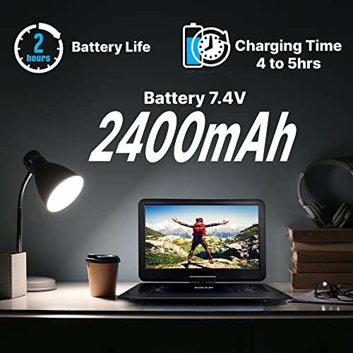 Pyle 17.9” Portable DVD Player, With 15" Swivel Adjustable Display Screen, USB/SD Card Memory Readers, Long Lasting Built-in Rechargeable Battery, Stereo Sound with Remote. (PDV156BK), Black 6