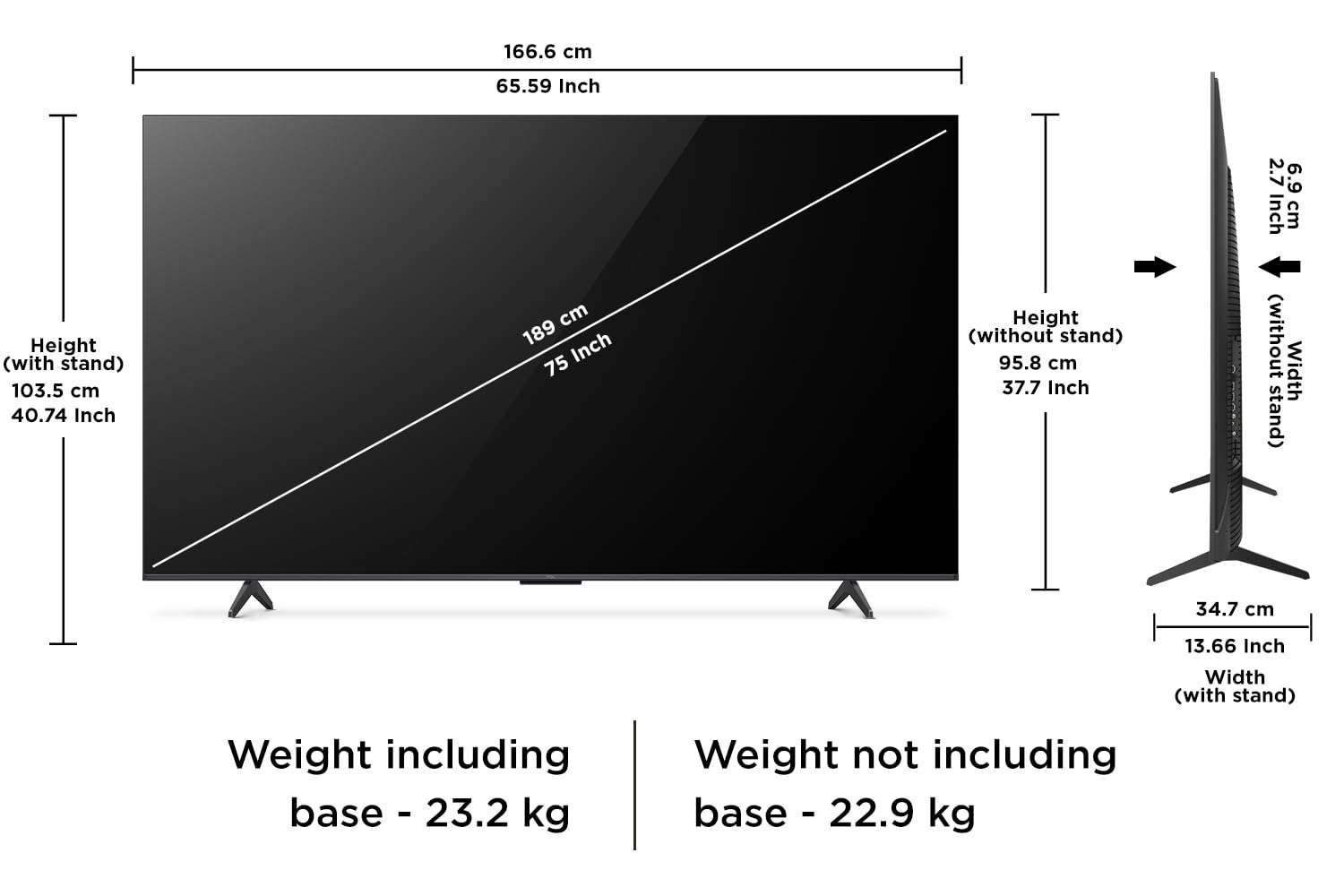 TCL 189 cm (75 inches) 4K Ultra HD Smart QLED Google TV 75C655 (Black) 4