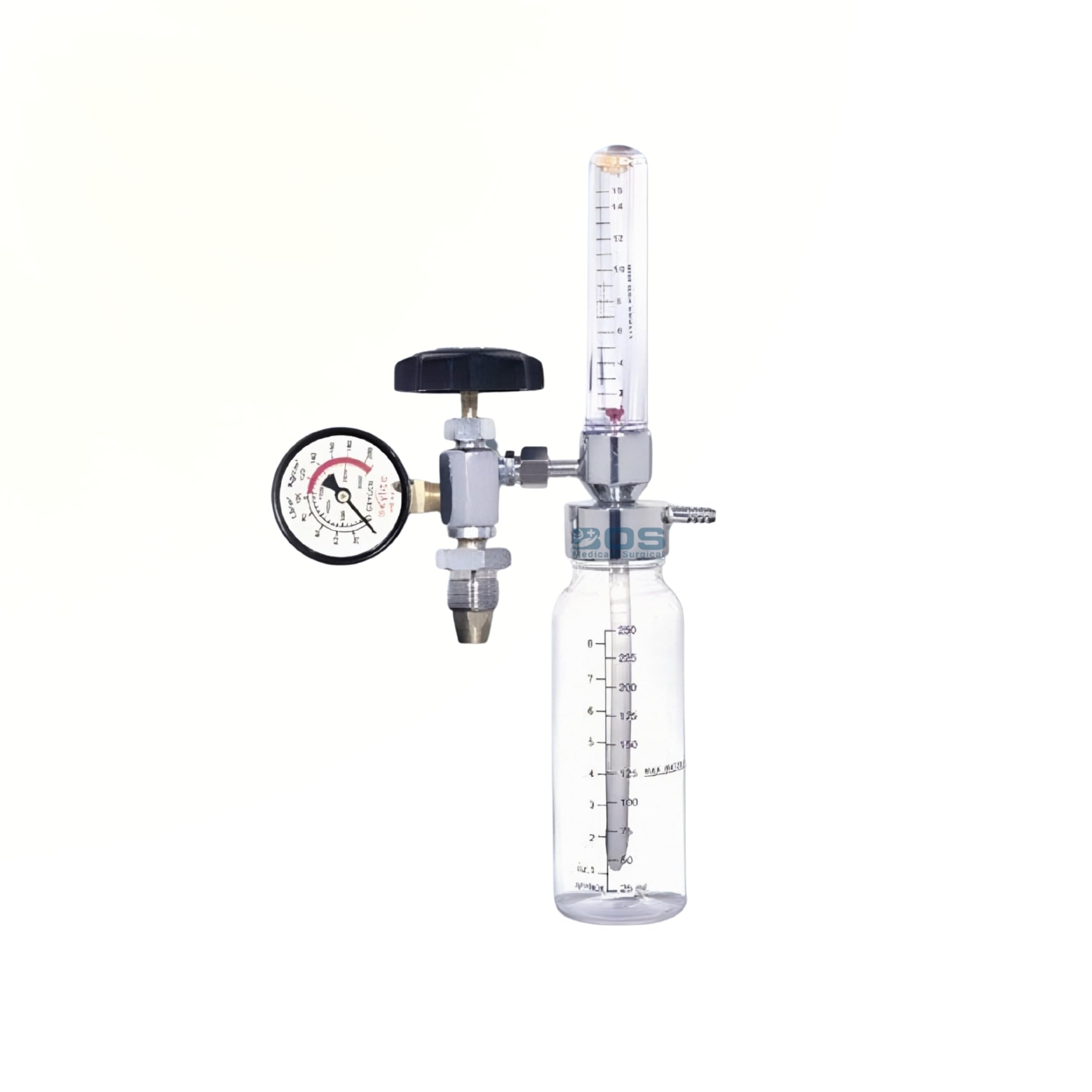 Bos Medicare Surgical Oxygen Flow Meter with Regulator & Humidifier Bottle | Rotameter Type Oxygen Valve – Metal Body (OXY 03) for Medical Use 1