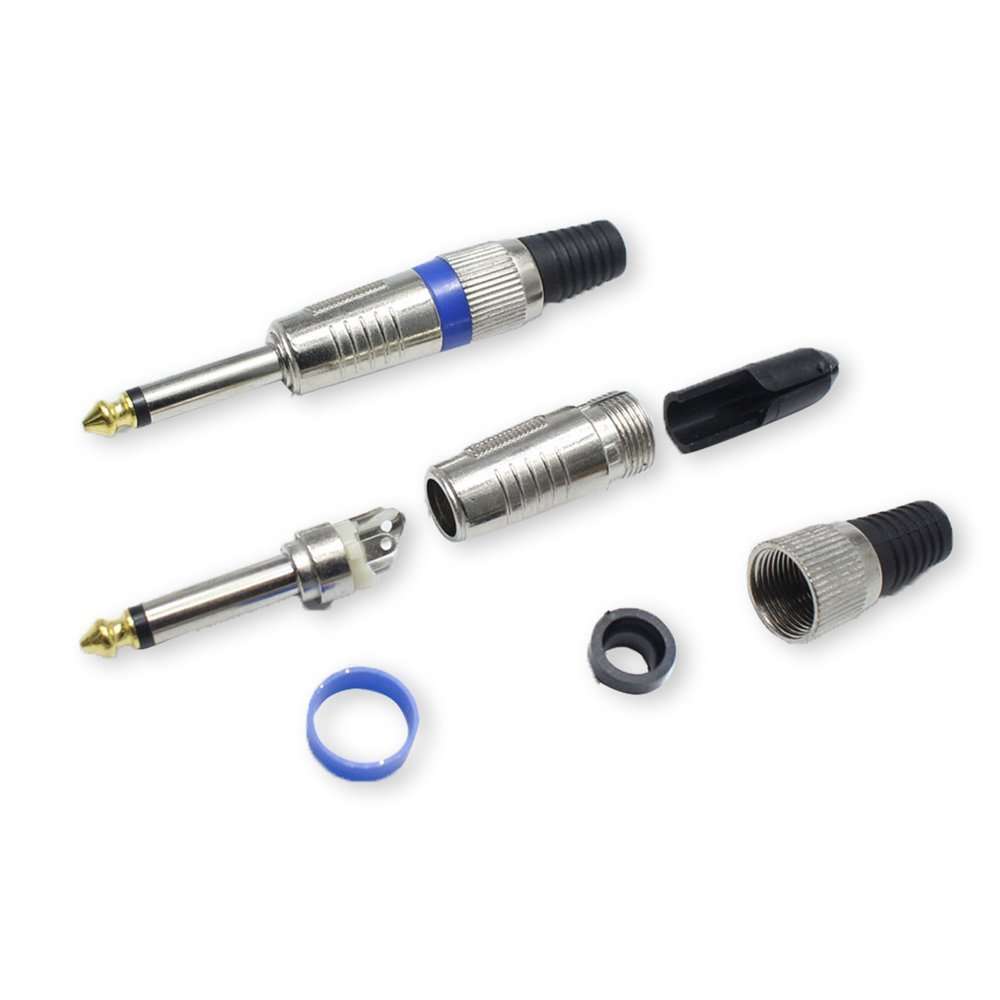 DCFun 1/4" TS Mono Heavy Duty Style for Speaker Cables, Patch Cables, Snakes - Male Phono 6.35mm Phone Plug - Pack of 2 1