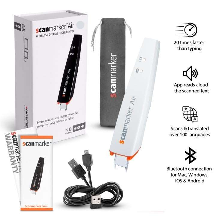 Scanmarker Air Pen Scanner & Translator Pen | Electronic Translation Pen & Smart Reading Pen for Dyslexia, Students & Professionals - Compatible with Mac, Windows, iOS & Android (White) 3