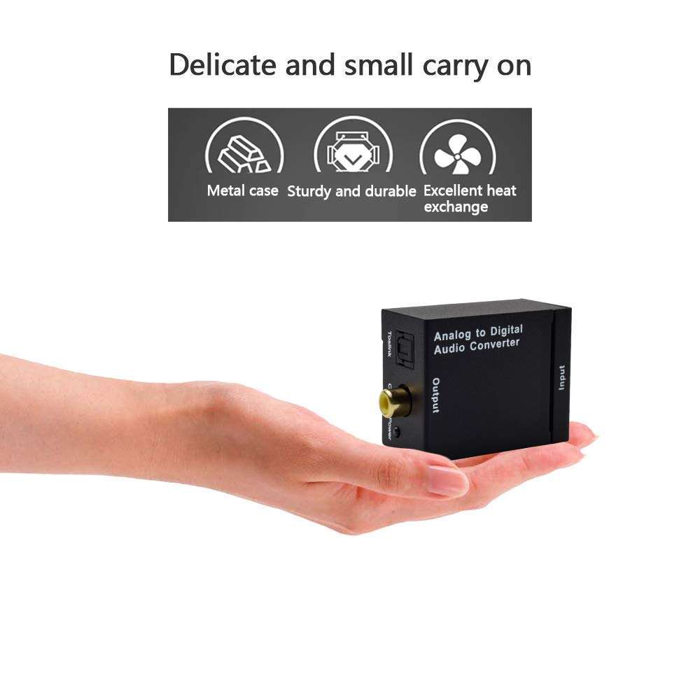 Analog AV to Digital Converter,Ozvavzk Anolog R/L to Optical Toslink Coaxial Audio Adapter with Optical Cable and Power Supply 5