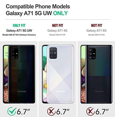 Poetic Revolution Case for Samsung Galaxy A71 5G UW (Verizon Version), [Not Fit Galaxy A71 4G and A71 5G] Full-Body Rugged Shockproof Protective Cover with Kickstand, Built-in-Screen Protector, Black 2