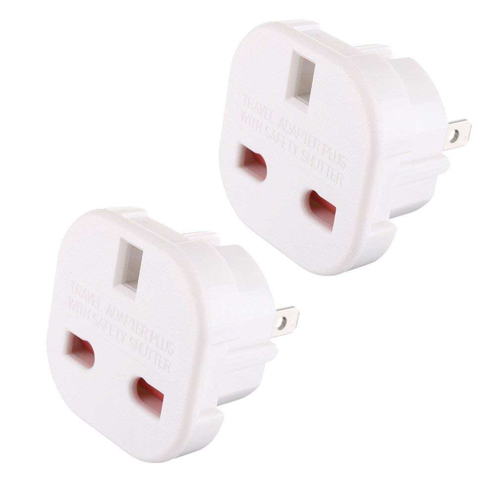【2 PACKS】USA VISITORS ADAPTER PLUG -Converts all TYPE G Plugs: United Kingdom UK, Singapore Malaysia UAE Ireland Malta Hongkong Dominica Qatar Saudi Cambodia Oman Gambia Nigeria USb Cyprus,etc- MG LTD 1