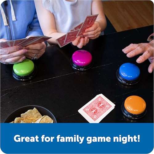 Learning Resources Answer Buzzers - Set of 4, Ages 3+, Assorted Colored Buzzers, Game Show Buzzers, Perfect for Family Game and Trivia Nights, for Kids 3