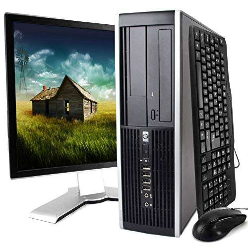 HP Elite 8000 Windows 10 Desktop Computer C2D 3.0 PC 8GB 160GB DVDRW WiFi 19 Inch LCD Monitor - Keyboard - Mouse - Power Cord (Renewed) 1
