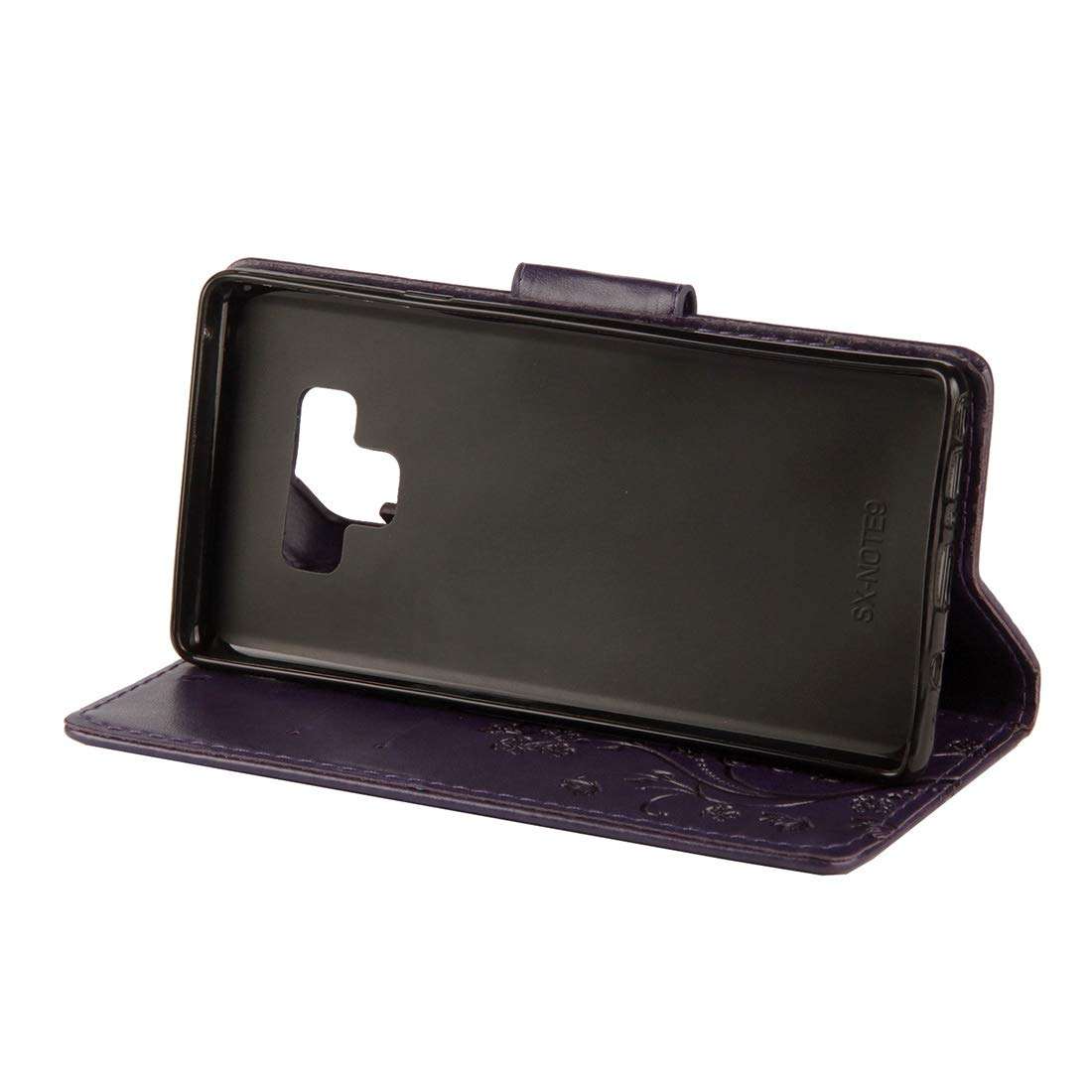 DINGXUEMEI XUEMEI CASE Multi-Functional Cell Phone Cases & Covers Embossed Butterfly Pattern Horizontal Flip Leather Case with Card Slot & Holder & Wallet & Lanyard for Galaxy Note9(Black) 6