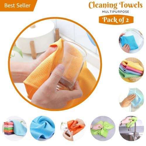 Diamonddeal Microfiber Glass Scrubbing Cloth & Polishing Cloth (Set of 2)-Fast Drying Cleaning Cloth for Any Surface Car, Gym, Spa, Kitchen, Floor, Glass, to Rub Dirty Surface (Size 30CM X 30CM). 4