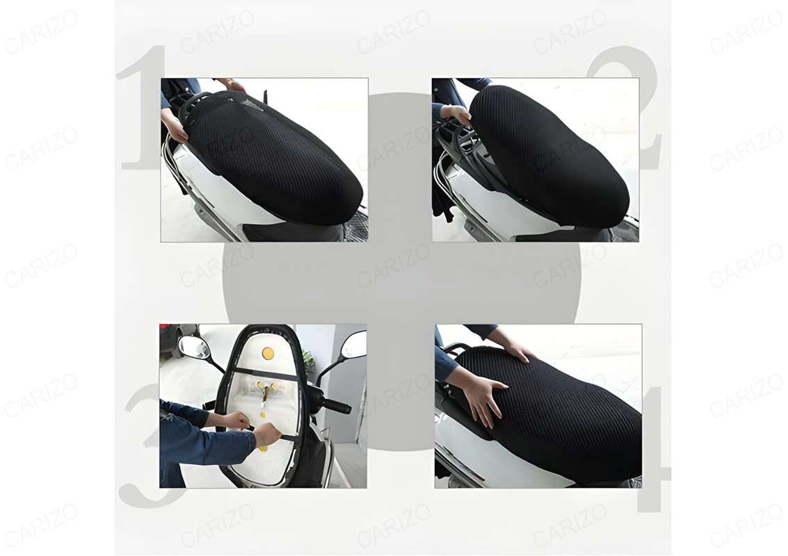 CARIZO Bike Stretchable Net Seat Cover (Red & Black) Compatible with Bajaj Pulsar NS 125 6
