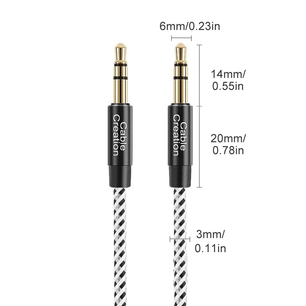 CableCreation 3.5mm Aux Cable 0.45meter, Short Male to Male 1/8 Audio Auxiliary Cord Braided Hi-Fi Sound for Car, Headphone Jack, Speaker, Home Stereos, Smartphone 5