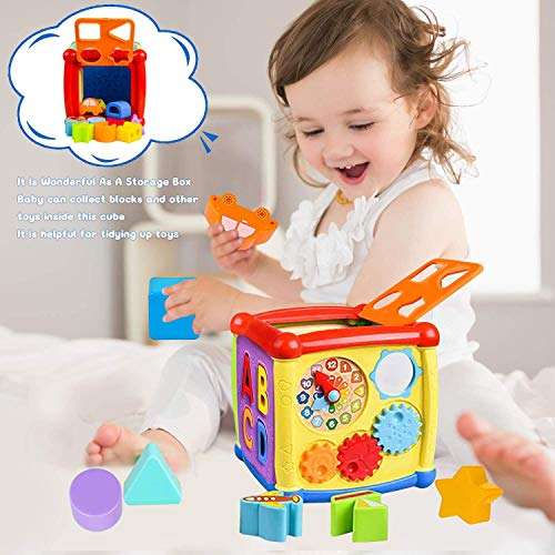 Early Learning Educational Music and Colorful Shape Sorter Toys Baby Toys 12-18 Month Activity Cube Toys for 1 Years Old Baby Toys 6 12 Month Gift for 1 2 3 Years Old Boys and Girls Kids and Toddler 2
