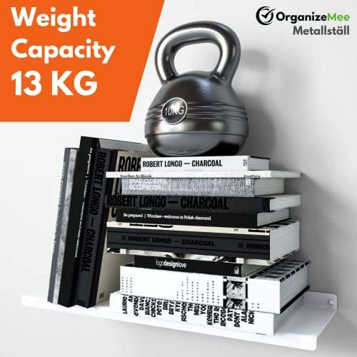 OrganizeMee Metal Small Wall Mounted Shelves,Bluetooth Speaker,Wi-Fi Camera Stand Corner Floating Shelf for Living Room & Bedroom,Home Decor Items Plant Pot mounting Racks (White Set of 2) 6