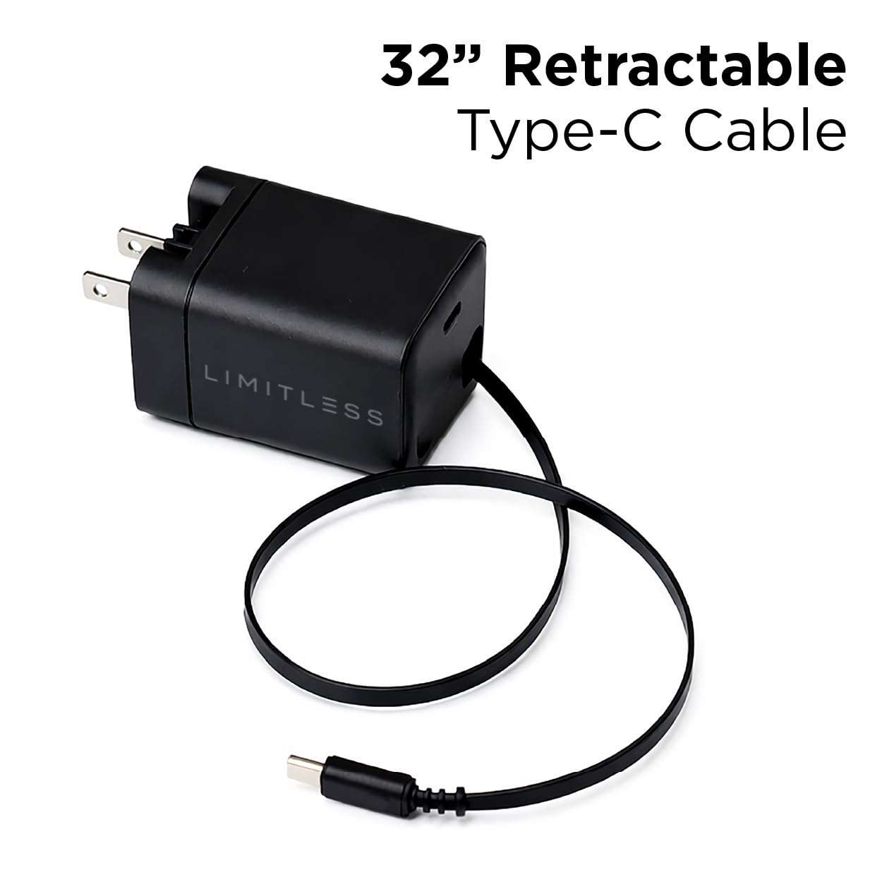 Limitless 65W GaN Wall Charger with 32" Retractable Type-C Cable 3