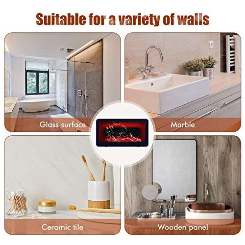 Wall Mount Shower Phone Holder Bathroom Phone Storage Case Anti-Fog and Waterproof Touchable Screen Sealed Phone Case for Bathroom Shower Kitchen (Blue, Wine Red) 6