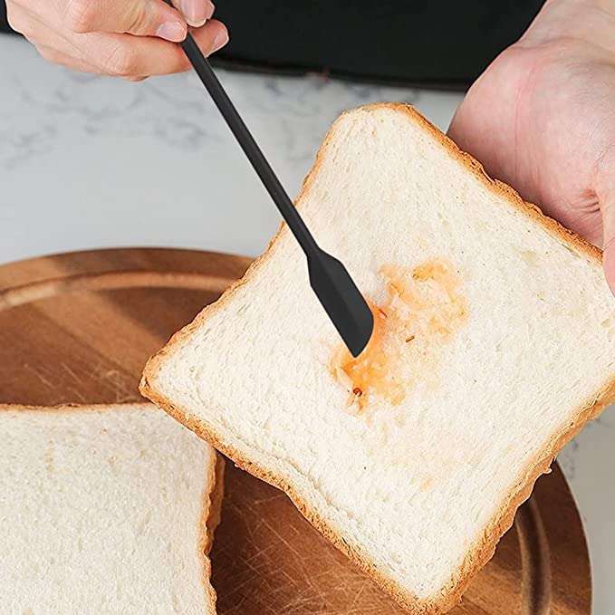 SKOFRI [Black] Beauty Spatula, 4 PCS Makeup Spatula Mini Spatula for Cosmetics and Kitchen Jar, Last Drop Small Silicone Spatula for Beauty and Kitchen Tiny Spatula 3 Sizes (4) 5