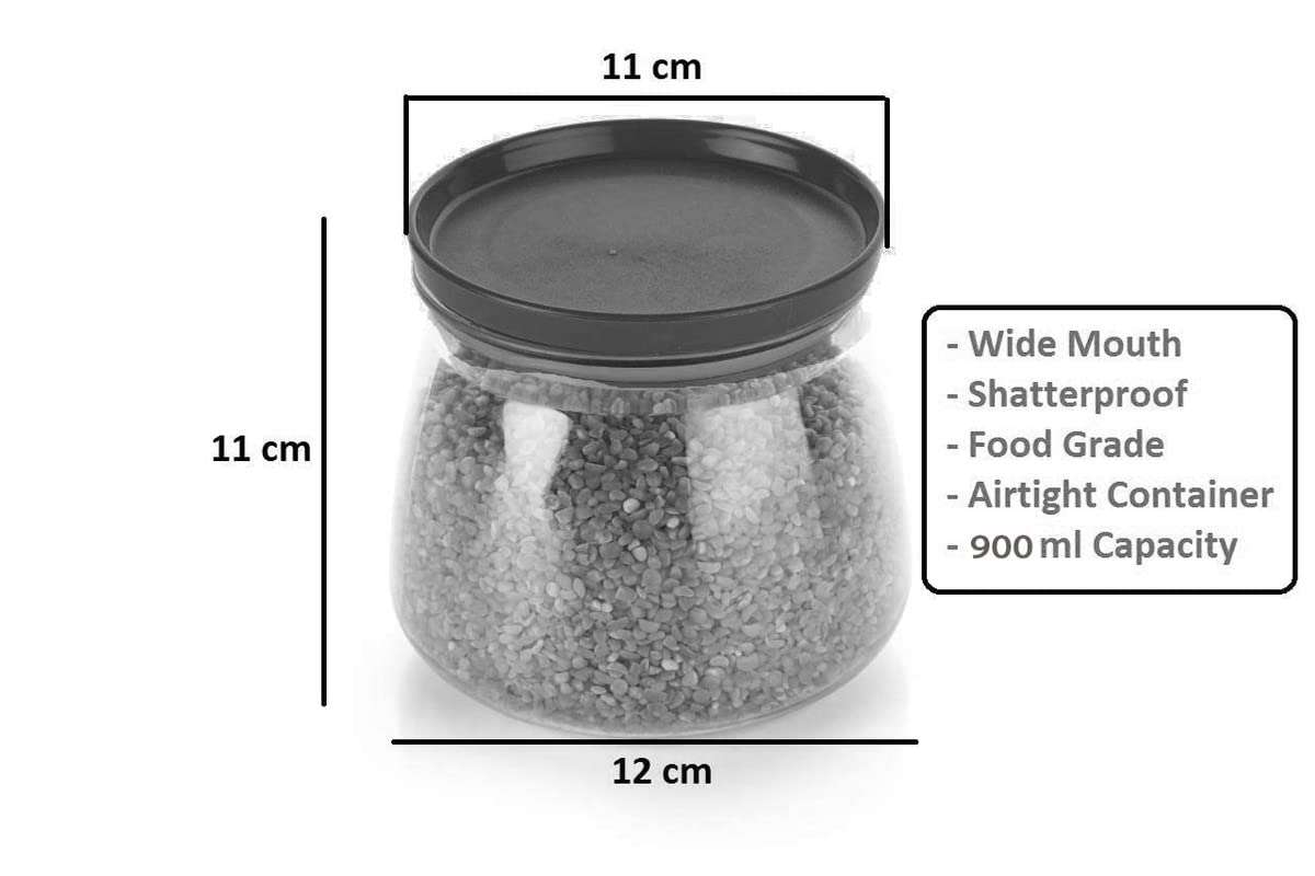 HELONIX Matka Shape Handi Kitchen Storage Containers - Plastic Grocery Container Black Pack of 8 5