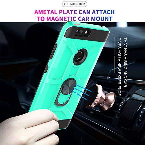 YmhxcY Case for ZTE Blade Z Max/ZTE ZMax Pro 2 / ZTE Sequoia with HD Screen Protector 360 Degree Rotating Ring Kickstand Holder Dual Layers of Shockproof Phone Case for ZTE Z982-ZS Mint 6