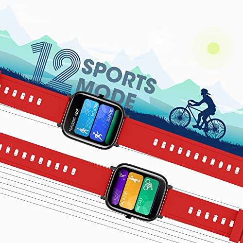 ZEBRONICS ZEB-FIT280CH smart watch with Screen size 3.55cm (1.39inch) 12 Sports modes, IP68 waterproof, Heart rate, BP, SpO2, Caller ID, 7 days storage (Black+ Red) 6