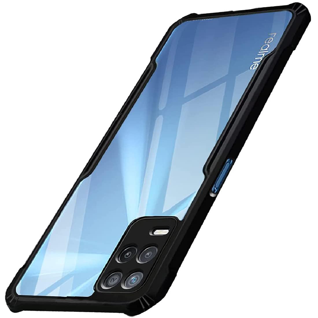 Amazon Basics Hybrid Camera Protection Transparent Hard Back Case Cover for Realme 9 5G (Sides Black)