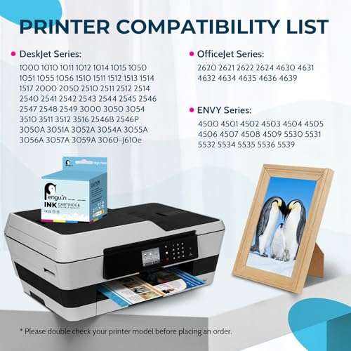 Penguin Remanufactured Printer Ink Cartridge Replacement for HP 61XL,61 XL Used for Hp Deskjet 1000 1010 2540 2546 3050A Envy 4500 4509 5530 Officejet 4630 4609(1 Black,1 Color) Combo Pack 2