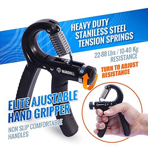 Hand Grip Strengthener (4 Pack) Forearm Exerciser Adjustable Resistance Hand Gripper, Finger Stretcher, Grip Ring and Finger Exerciser for Men and Women, Injury Recovery and Muscle Builder 3